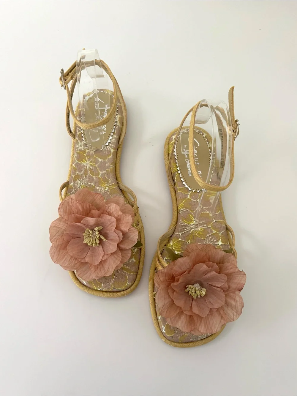 Circus NY Olana Blush Flower Accent Strappy Sandal NWT Dusty Yellow 8